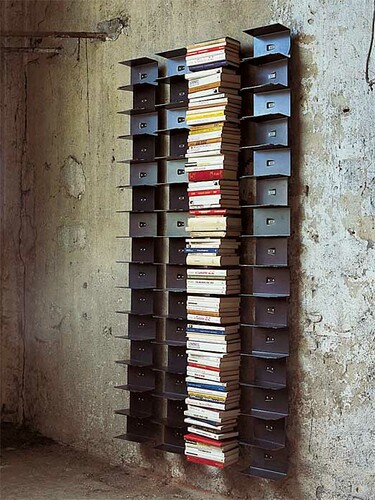 Bücherregal Ptolomeo Wall 11 Fächer, Höhe 155 cm | Stahlbelch schwarz