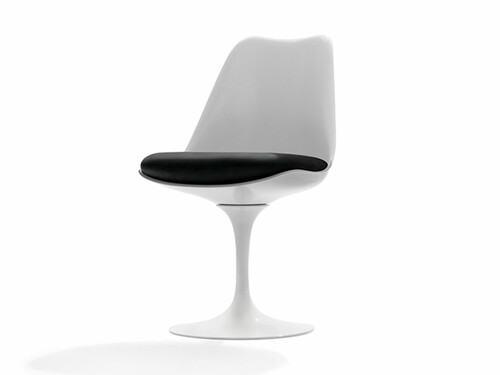Stuhl Saarinen Tulip Stuhl | weiß mit schwarzem Polster