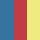 Vogelfutterstelle Langbank Fichtenholz, blau, rot, gelb
